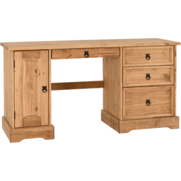 Seconique Corona Computer Desk Distressed Waxed Pine - Size: 48 x 145 x 75cm - Brown - Wilko - thumbnail 3