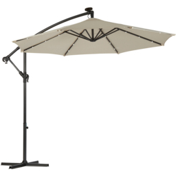 Garden Gear Cream Solar LED Cantilever Parasol with Cover - Size: 3m - Wilko - thumbnail 1