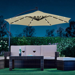 Garden Gear Cream Solar LED Cantilever Parasol with Cover - Size: 3m - Wilko - thumbnail 6