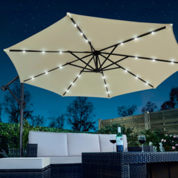 Garden Gear Cream Solar LED Cantilever Parasol with Cover - Size: 3m - Wilko - thumbnail 3