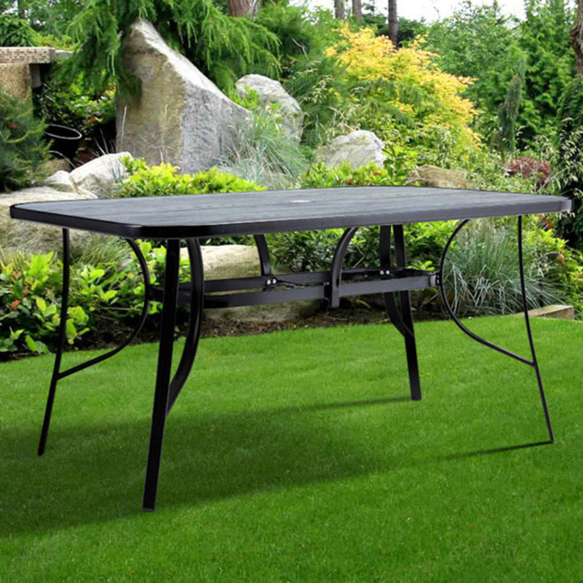 Living and Home Black Tempered Glass Large Rectangle Wood Grain Coffee Table - Grey - Wilko - image 1
