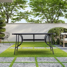 Living and Home Black Tempered Glass Large Rectangle Wood Grain Coffee Table - Grey - Wilko - thumbnail 7