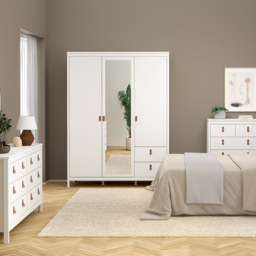 Florence Barcelona 3 Door 2 Drawer White Mirrored Wardrobe - Size: 3 Door, 2 Drawer - Wilko - thumbnail 6