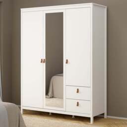Florence Barcelona 3 Door 2 Drawer White Mirrored Wardrobe - Size: 3 Door, 2 Drawer - Wilko - thumbnail 1