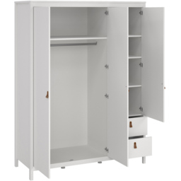 Florence Barcelona 3 Door 2 Drawer White Mirrored Wardrobe - Size: 3 Door, 2 Drawer - Wilko - thumbnail 5