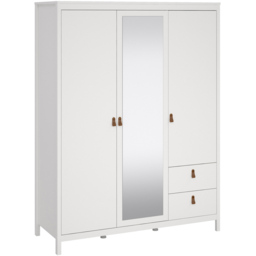Florence Barcelona 3 Door 2 Drawer White Mirrored Wardrobe - Size: 3 Door, 2 Drawer - Wilko - thumbnail 3