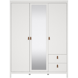 Florence Barcelona 3 Door 2 Drawer White Mirrored Wardrobe - Size: 3 Door, 2 Drawer - Wilko - thumbnail 4