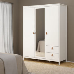 Florence Barcelona 3 Door 2 Drawer White Mirrored Wardrobe - Size: 3 Door, 2 Drawer - Wilko - thumbnail 7