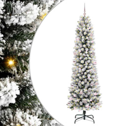 vidaXL Pre-Lit Warm White LED and Pink Baubles White Artificial Christmas Tree with Stand 7.8ft - Wilko - thumbnail 3