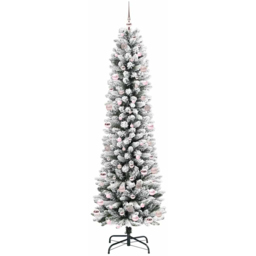vidaXL Pre-Lit Warm White LED and Pink Baubles White Artificial Christmas Tree with Stand 7.8ft - Wilko - thumbnail 5