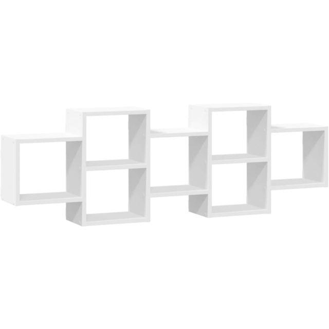 vidaXL 7 Shelf White Floating Wall Shelf - Size: 42 x 18 x 129cm - Wilko - image 1