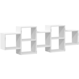 vidaXL 7 Shelf White Floating Wall Shelf - Size: 42 x 18 x 129cm - Wilko - thumbnail 4