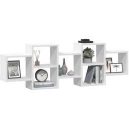 vidaXL 7 Shelf White Floating Wall Shelf - Size: 42 x 18 x 129cm - Wilko - thumbnail 5