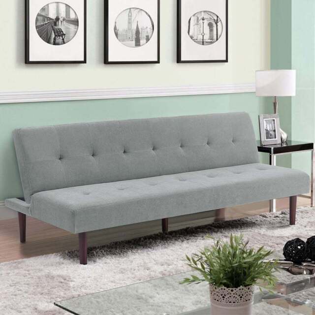 Living and Home 2 Seater Grey Contemporary Convertible Sofa Bed - Wilko - image 1