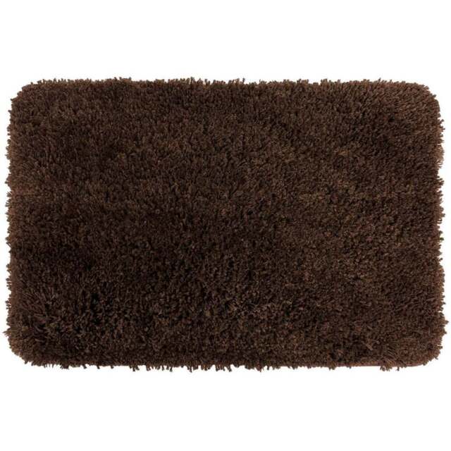Allure Bath Fashions Coffee Microfibre Shaggy Bath Mat 40 x 60cm - Brown - Wilko - image 1