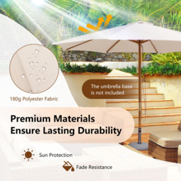 Costway Beige Ventilated Patio Umbrella with Pulley Lift 2.9m - Size: 3m - Cream - Wilko - thumbnail 7