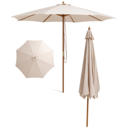 Costway Beige Ventilated Patio Umbrella with Pulley Lift 2.9m - Size: 3m - Cream - Wilko - thumbnail 4