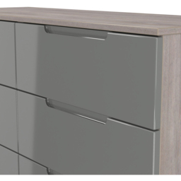 Crowndale Milan 6 Drawer Grey Gloss and Grey Oak Wide Chest of Drawers Ready Assembled - Grey Gloss & Grey Oak - Wilko - thumbnail 6