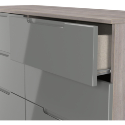 Crowndale Milan 6 Drawer Grey Gloss and Grey Oak Wide Chest of Drawers Ready Assembled - Grey Gloss & Grey Oak - Wilko - thumbnail 7