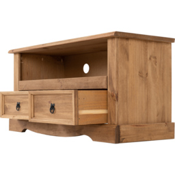 Seconique Corona 2 Drawer Distressed Waxed Pine Flat Screen TV Unit - Size: 44 x 108 x 55cm - Brown - Wilko - thumbnail 6