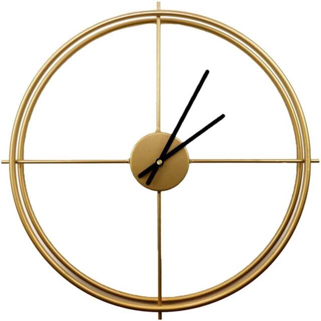 Walplus Gold Larrys Minimalist Iron Round Wall Clock 50cm - Size: 50 x 4 x 2cm - Wilko - image 1