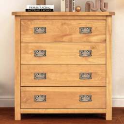 Lugo 4 Drawer Antique Wax Finish Chest of Drawers with Brass Drop Handles - Wood - Wilko - thumbnail 1