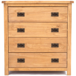 Lugo 4 Drawer Antique Wax Finish Chest of Drawers with Brass Drop Handles - Wood - Wilko - thumbnail 3