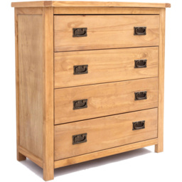 Lugo 4 Drawer Antique Wax Finish Chest of Drawers with Brass Drop Handles - Wood - Wilko - thumbnail 4