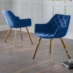 Julian Bowen Lorenzo Set of 2 Blue Dining Chairs - Wilko - thumbnail 1