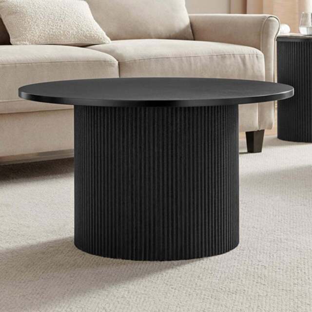 Furniturebox Penfold Black Round Wooden Pedestal Coffee Table - Size: 80 x 80 x 80cm - Wilko - image 1