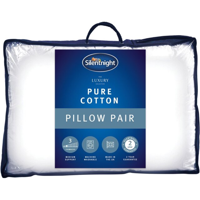 Silentnight The Luxury Collection Pure Cotton Pillow 2 Pack - White - Wilko - image 1
