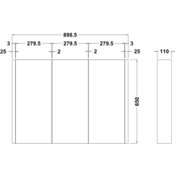 nuie Eden 3 Door Gloss White Wall Hung Mirror Cabinet 900mm - Size: 650 x 899 x 110mm - Wilko - thumbnail 4