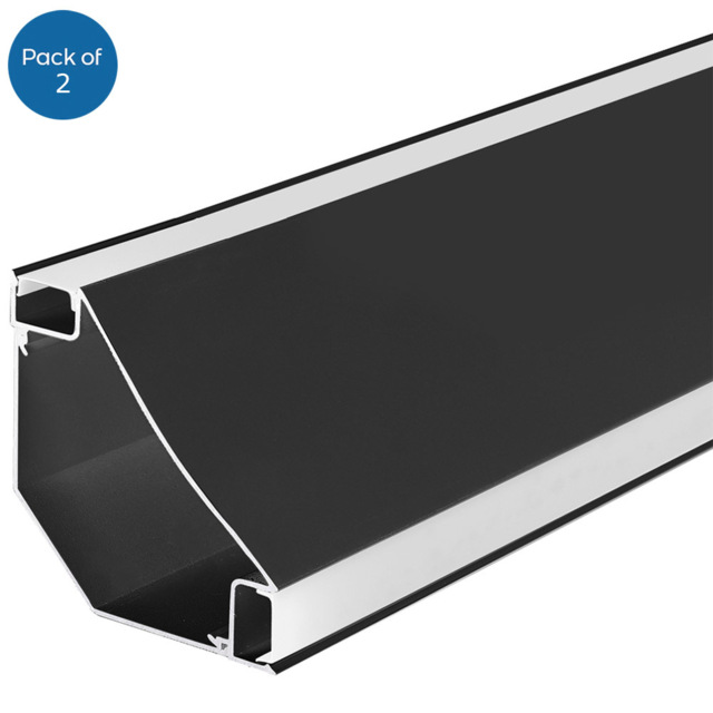 ENER-J Black Corner Aluminium Profile Gypsum LED Cove Light 1m 2 Pack - Size: 12 x 4 x 12cm - Wilko - image 1
