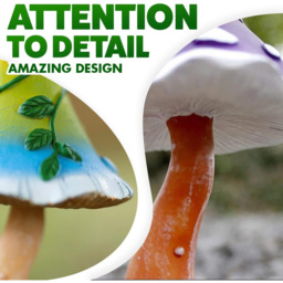 Marco Paul 2 Piece Resin Colourful Mushrooms Garden Ornament - Size: 20 x 10 x 10cm - Multi - Wilko - thumbnail 6