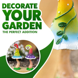 Marco Paul 2 Piece Resin Colourful Mushrooms Garden Ornament - Size: 20 x 10 x 10cm - Multi - Wilko - thumbnail 4