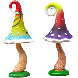 Marco Paul 2 Piece Resin Colourful Mushrooms Garden Ornament - Size: 20 x 10 x 10cm - Multi - Wilko