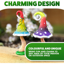 Marco Paul 2 Piece Resin Colourful Mushrooms Garden Ornament - Size: 20 x 10 x 10cm - Multi - Wilko - thumbnail 5