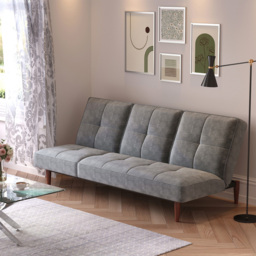 Living and Home 3 Seater Grey Faux Suede Upholstered Sofa Bed - Wilko - thumbnail 7
