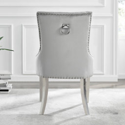 Furniturebox Lucia Kensington 6 Seater Dining Set Grey Gloss Elephant Grey and Chrome - Wilko - thumbnail 6