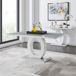Furniturebox Lucia Kensington 6 Seater Dining Set Grey Gloss Elephant Grey and Chrome - Wilko - thumbnail 3