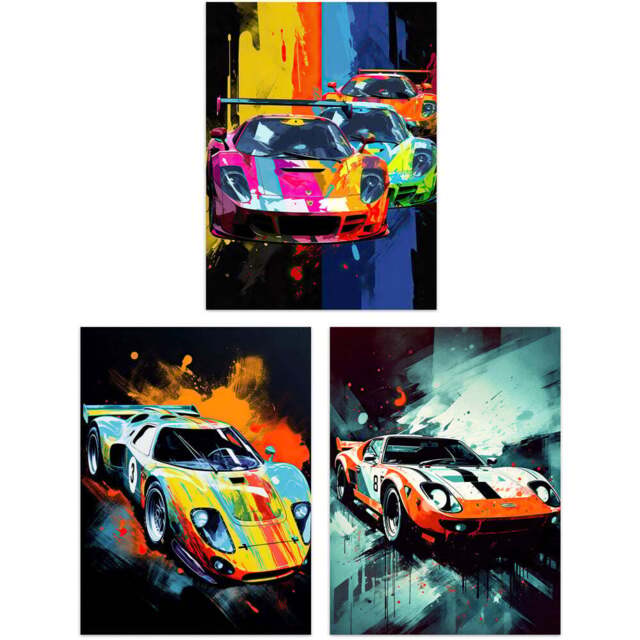 Artery8 Motorsport Grand Prix Racing Colourful Wall Art Print 30 x 41cm 3 Pack - Size: 40.5 x 30.5 x 0.3cm - Multi - Wilko - image 1