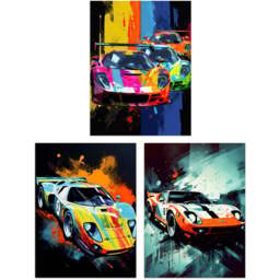 Artery8 Motorsport Grand Prix Racing Colourful Wall Art Print 30 x 41cm 3 Pack - Size: 40.5 x 30.5 x 0.3cm - Multi - Wilko - thumbnail 1