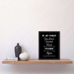 Artery8 Flush Again Funny Toilet Sign Framed Wall Art Print 21 x 29.7cm - Size: 32.3 x 23.4 x 1.5cm - Black - Wilko - thumbnail 3