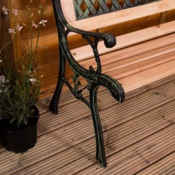 Garden Vida Twin Cross Style Garden Bench - Size: 2 Seater - Brown - Wilko - thumbnail 7