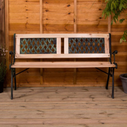 Garden Vida Twin Cross Style Garden Bench - Size: 2 Seater - Brown - Wilko - thumbnail 4