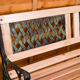 Garden Vida Twin Cross Style Garden Bench - Size: 2 Seater - Brown - Wilko - thumbnail 6