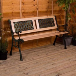 Garden Vida Twin Cross Style Garden Bench - Size: 2 Seater - Brown - Wilko