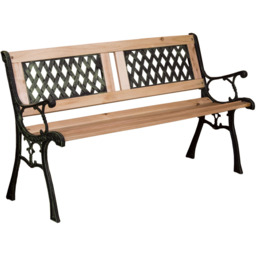 Garden Vida Twin Cross Style Garden Bench - Size: 2 Seater - Brown - Wilko - thumbnail 3