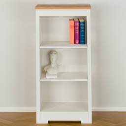 Core Products Colorado 3 Shelf Oak and White Low Narrow Bookcase - Wilko