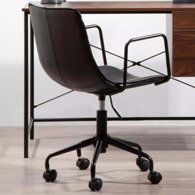 Premier Housewares Branson Black Leather Swivel Office Chair - Size: 48 x 59 x 91cm - Interiors by Premier - Wilko - image 1